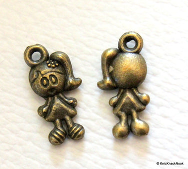 10 x Bronze Tone Girl Charms Pendants 8mm x 16mm